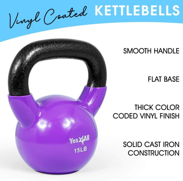 Yes4All Kettlebell Set Vinyl Coated Weights Combo for Full Body Workout Equipment Push up, Grip Strength Training, Dumbbell Weights Exercises - Image 4