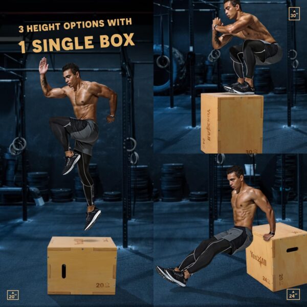 Yes4All 3-in-1 Wooden Plyo Box - Plyometric Jump Box for Home Gym and Outdoor Workouts, 450 lbs Box Jump - Image 3