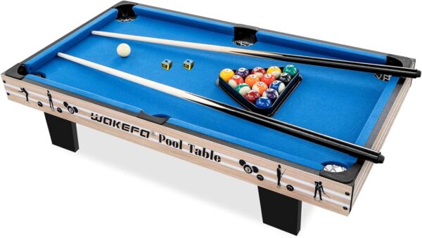 Mini Pool Table Top Games: 36-Inch Tabletop Billiards Table Set with 16 Pool Balls, 2 Cues, 1 Triangle Rack, 2 Chalks & 1 Table Brush, Portable Pool Games for Kids, Children,Dog,Cat,Pet, Family Game - Image 2