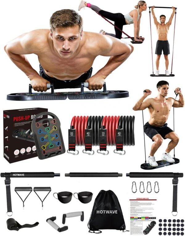 HOTWAVE Push Up Board Fitness, Portable Foldable 20 in 1 Push Up Bar at Home Gym, Pushup Handles for Floor. Professional Strength Training Equipment For Man and Women,Patent Pending - Image 2