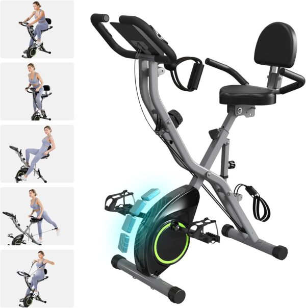 Foldable Exercise Bike Stationary Bikes for Home, 5 IN 1 Indoor Workout Bike, Cycling Bike with 16-Level Quiet Magnetic Resistance, 6.6 LBS Flywheel and 300LBS Capacity, 2025 Designed 817 X-bike - Image 2