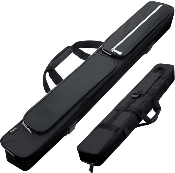 2x2 Pool Cue Case, Heavy Duty Oxford Wear-Resistant Soft Billiard Cue Stick Case Bag with Adjustable Shoulder Strap, Pool Stick Case for 2 Sticks /2 Butt/2 Shaft/, Black - Image 2