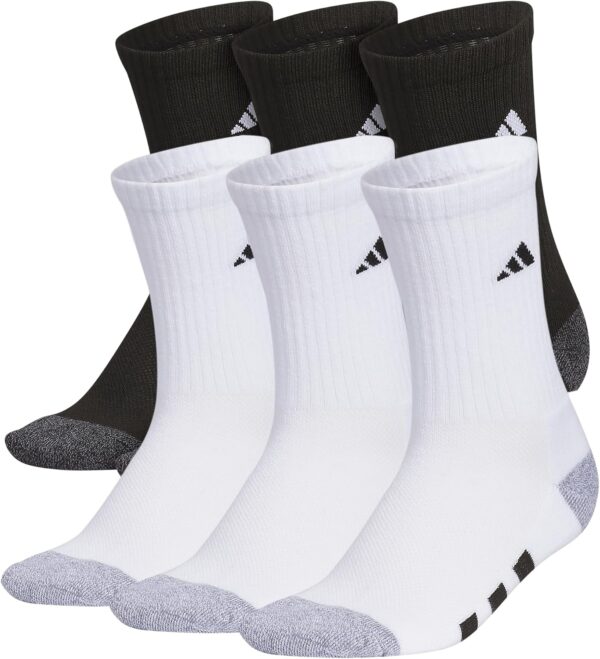 adidas Youth Athletic Cushioned 6-Pack Crew, Kid's Crew Socks for Sports, Durable & Breathable - Image 2