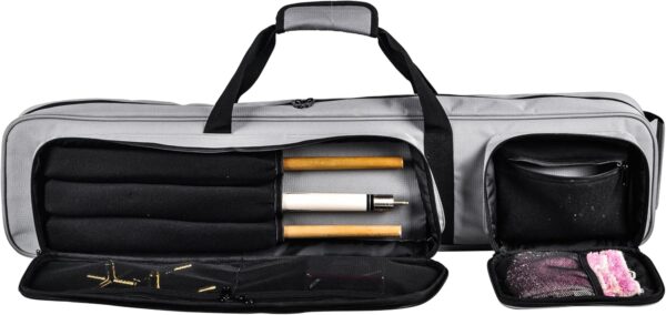 Pool Cue Case 4x5, Lightweight Pool Stick Holder Bag with Multi Pockets and Shoulder Strap, Soft Padded Billiard Stick Carrying Case Holds 4 Butts and 5 Shafts - Image 6