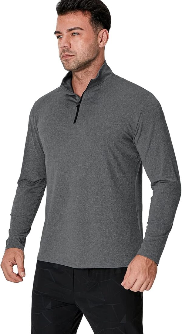 MANSDOUR Men's Quick-Dry Active Sports Shirts Quarter Zip Long Sleeve Running Pullover Tops Outdoor Sweatshirt - Image 5