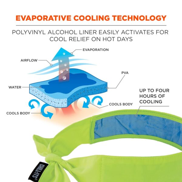 Ergodyne Chill Its 6700CT Cooling Bandana, Lined with Evaporative PVA Material for Fast Cooling Relief, Tie Closure - Image 3