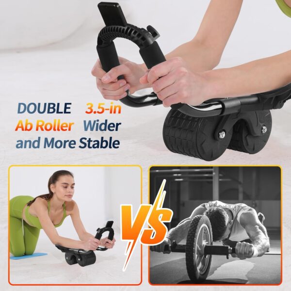 2024 New Ab Roller Wheel with Timer & Knee Mat,Automatic Rebound Abdominal Wheel with Elbow Support Ab Workout Equipment for Strengthening Core Muscles Abs Exercise Roller for Women Men - Image 4