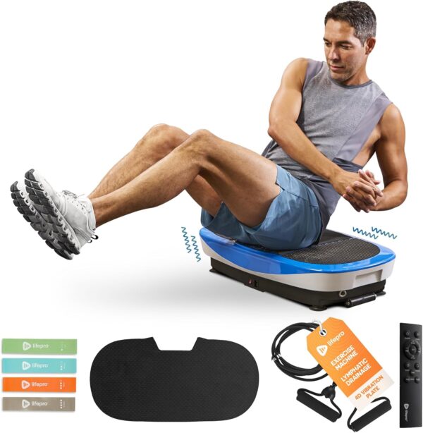 Lifepro Rumblex Max 4D Black Vibration Plate Exercise Machine with Loop Resistance Bands for Home Fitness Shaping Training Recovery Tone & Strength - Image 2