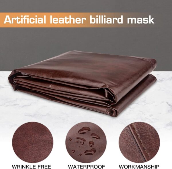 Pool Table Cover 8 Feet Leather/Brown/Waterproof Billiard Table Covers, 8ft Pool Table Covers Outdoor for Billiard Pool Table - Image 3