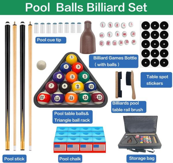 Pool Table Accessories,Pool Balls Billiard Set Including Billiard Pool Balls and Triangle Ball Holder Cue Chalks Pool Cue Tips Pool Sticks Pool Table Brush Spot Position Stickers Billiard Accessories - Image 4