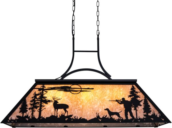 Wellmet Tiffany Pool Table Light, 3 Lights Rustic Deer Chandelier for Kitchen Island Cabin, Billiard Fixture Hanging Pendant Lamp for ' 8' 9' Table, Farmhouse Lighting or Country, Wild West Style - Image 2