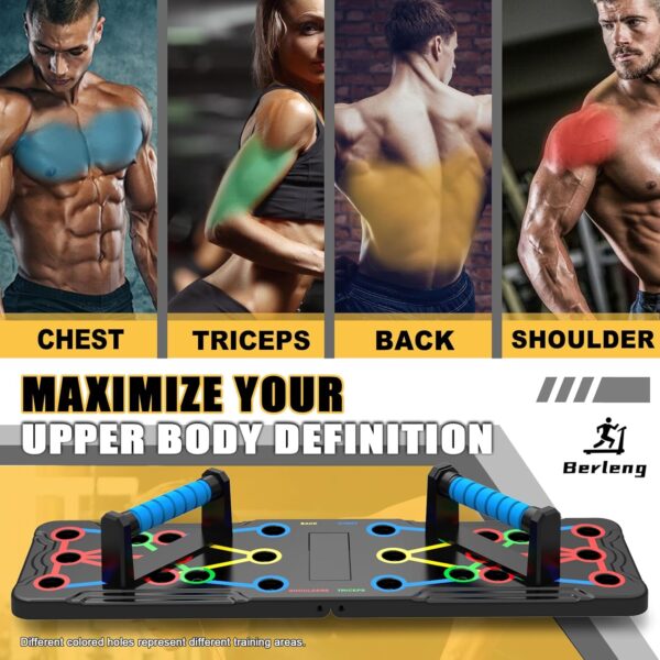 Solid Push Up Board 15 in 1 Home Workout Equipment Multi-Functional Pushup Stands System Fitness Floor Chest Muscle Exercise Professional Equipment Burn Fat Strength Training Arm Men & Women Weights - Image 4