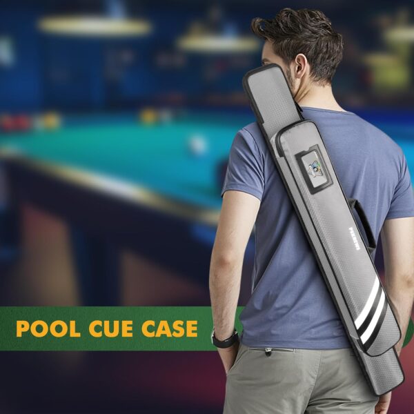 Pool Cue Case, Soft Pool Stick Case 1x1 Holds 1 Butt and 1 Shaft with Queue Zipper Pocket, Sturdy Polyester Billiard Cue Bag with Shoulder Strap Handle, Billiard Stick Bag for Men and Women - Image 8