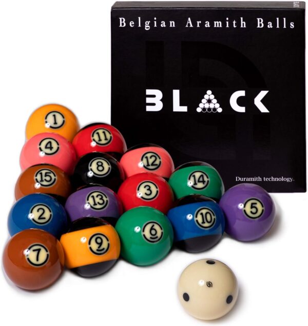 Aramith Tournament Black TV Billiard Pool Ball Set 2 1/4"… - Image 2