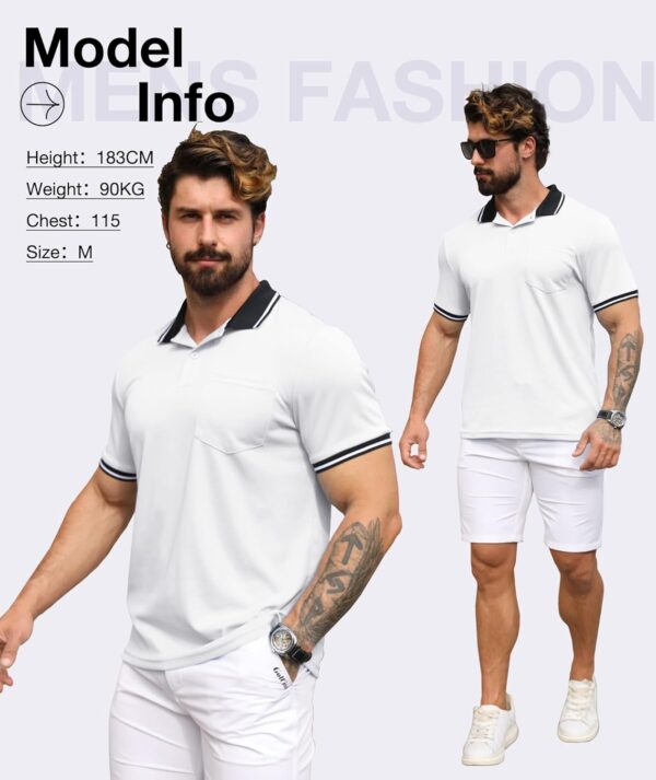 ZITY 3 Pack Men Polo Shirts Short Sleeve with Pocket Sport Wicking Shirts for Men Casual Athletic Collared T-Shirts - Image 3