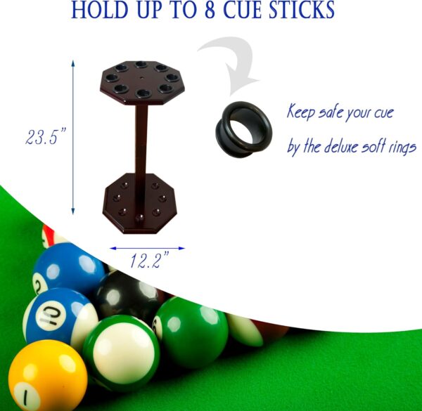 Freestanding Billiard Cue Rack, Pool Table Accessories Hold 8 Cues, Pool Cue Stick Holder, Wooden Floor Stand Pool Cue Holder for Billiard Game Room (Mahogany) - Image 4