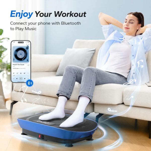 MERACH Vibration Plate Exercise Machine, Whole Body Workout Equipment for Women, Bluetooth and Silicone Pedal, Vibration Plate for Lymphatic Drainage, Vibrate Fitness Platform for Weight Loss - Image 3