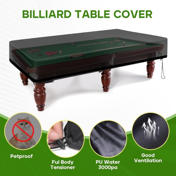 K-Musculo Pool Table Cover, 420D Billiard Table Cover, Waterproof and Tearproof,6.5/7/7.5/8/8.5/9 FT - Image 3