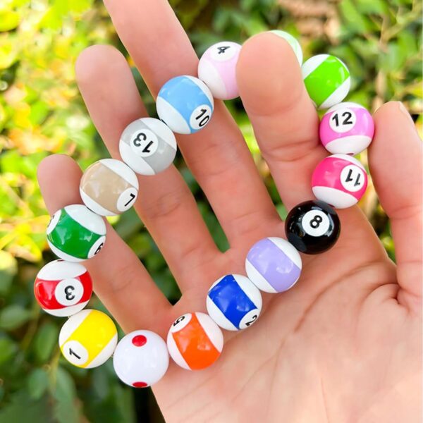 Billiard Ball Themed Acetate Hair Clip & Beaded Bracelet Set – For Women Girls Billiards Enthusiasts Gift - Image 6