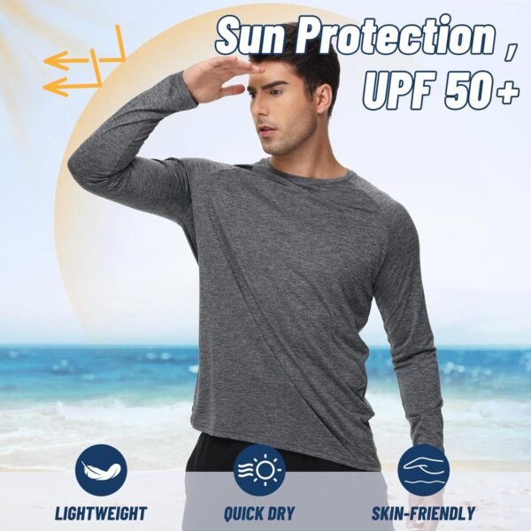 3 Pack Long Sleeve Shirts for Men - Dry Fit Moisture Wicking UV Sun Protection T-Shirts for Fishing Workout Athletic - Image 3