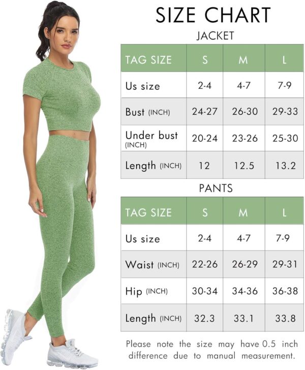 PINKSAVIOR Workout Sets for Women Two Piece Outfits Seamless High Waist Leggings Yoga Crop Tops Athletic Sports Gym Sets - Image 3