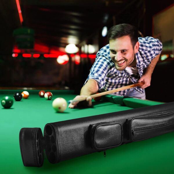 Deekin 2 x 4 Hard Oval Pool Cue Billiard Stick Carrying Case Pool Cue Case Billiard Cue Cases for 2 Stick 6 Holes Hard Pool Cue Case with 2 Chalk, 32 x 5.5 x 3.75 Inches - Image 7