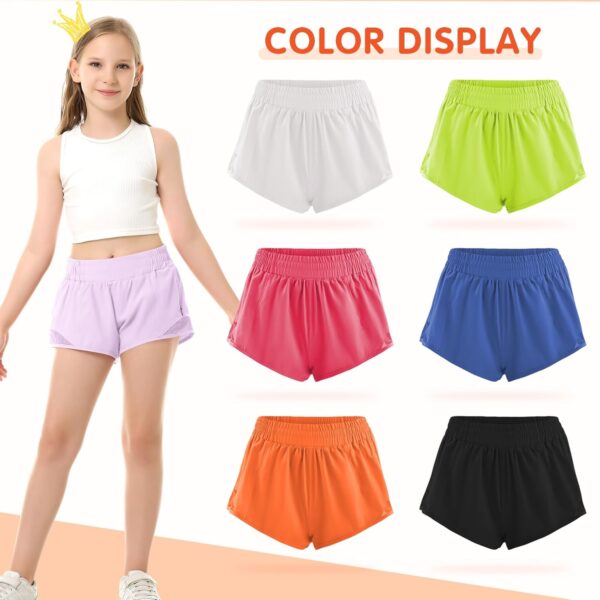 QooNoo Girls Athletic Shorts with Zipper Pocket Lightweight Elastic Waist Running Shorts for Teen Girls Kids Active Sports - Image 5