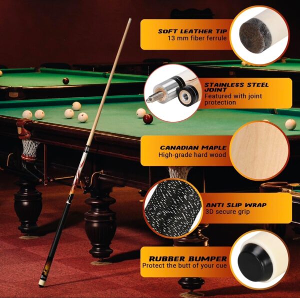 Professional Pool Stick – Premium Pool Cue Made with Beautiful, Unique, Luxury Design, and the Best Canadian Hardwood Quality. Including 4 Accessories to Keep Your Pool Stick on Top Conditions - Image 6