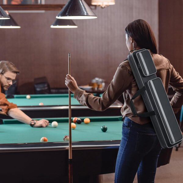 Pool Cue Case Soft Padded, Pool Stick Bag Pool Cue Soft Case with Multi-pocket for Pool Cue & Accessories, Pool Stick Case Cue Carrying Travel Bag with Shoulder Straps & Handle - Image 8