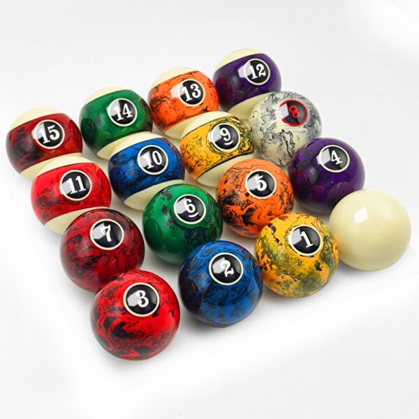 Marble Swirl Style Pool Balls Set Professional 2 1/4-Inch Billiard Balls for Pool Table Complete 16-Piece Regulation Pool Ball Set - Image 3