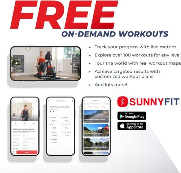 Sunny Health & Fitness Compact Performance Recumbent Bike w/Dual Motion Arm/Leg Exercisers for Senior Home Training w/Quick Adjust Seat & Optional Exclusive Free SunnyFit App Bluetooth Connectivity - Image 3