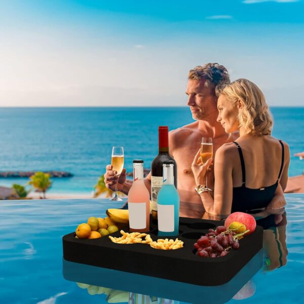 Floating Drink Holder,Refreshment Table Tray for Pool Beach Party or Hot Tub Float Loung-Versatile & Portable Serving Bar - Image 5