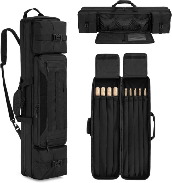 Pool Cue Case 4x5,Pool Stick Case Holds 4 Butts 5 Shafts,Billiard Cue Backpack with Multiple Accessory Pockets,Durable Billiard Stick Carrying Case with Adjustable Shoulder Straps & Handle - Image 2