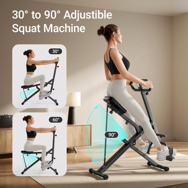 UMAY Squat Machine for Home, Foldable Exercise Equipment, Squat Rowing Machine with 3 High-Strength Resistance Band - Image 3