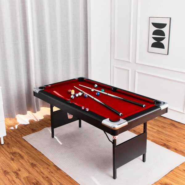 6 or 7 Ft Billiards Table, Portable Pool Table with Easy Folding for Storage, Pool Tables for Full Size with Billiard Complete Set of Accessories for Family Game Room, Basements or Garage - Image 2