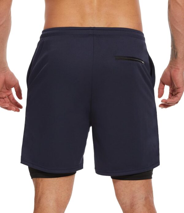 1/3/4 Pack Mens 2 in 1 Running Workout Shorts with Liner,Gym Athletic Quick Dry Sport Shorts with Pockets - Image 3