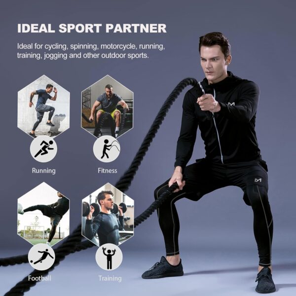 mens 5pcs Men's Compression Sets Pants Long Sleeve Shirt Athletic Shorts Running JacketShirt - Image 7