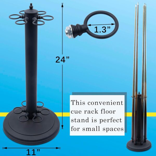 Pool Stick Holder, Pool Cue Rack, Pool Cue Holder Floor Stand, Stand Style Metal Billiard Cue Racks, Holds 6 Pool Cue Sticks - Image 6