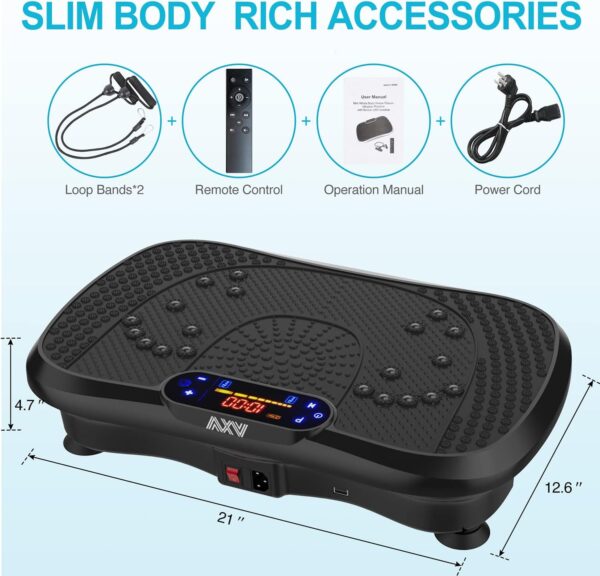 AXV Vibration Plate Fitness Platform Exercise Machine Vibrating Lymphatic Drainage Shaking Full Body Shaker Workout Vibrate Stand Shake Board Sport Gym for Weight Loss Fat Burner for Women Men - Image 7