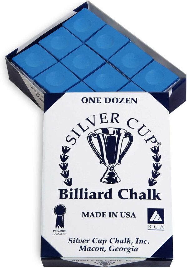 SILVER CUP Billiard CHALK - ONE DOZEN (Electric Blue) - Image 2