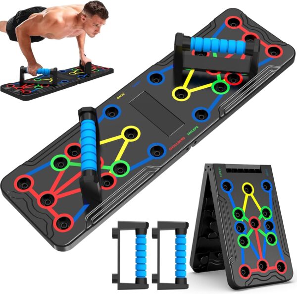 Solid Push Up Board 15 in 1 Home Workout Equipment Multi-Functional Pushup Stands System Fitness Floor Chest Muscle Exercise Professional Equipment Burn Fat Strength Training Arm Men & Women Weights - Image 2