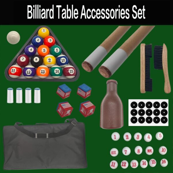 Pool Table Accessories,Pool Balls Billiard Set Including Billiard Pool Balls and Triangle Ball Holder Cue Chalks Pool Cue Tips Pool Sticks Pool Table Brush Spot Position Stickers Billiard Accessories - Image 6