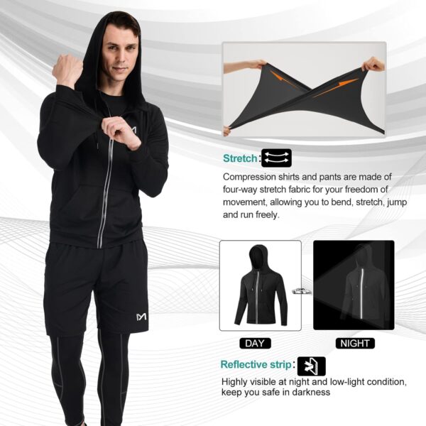 mens 5pcs Men's Compression Sets Pants Long Sleeve Shirt Athletic Shorts Running JacketShirt - Image 5