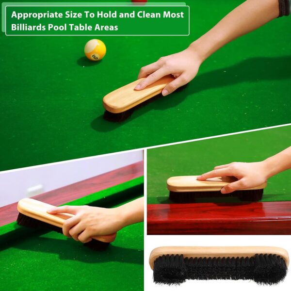 3 Set Billiards Pool Table and Rail Brush Including 12 Pieces Pool Cue Chalk Cubes Snooker Table Wooden Cleaning Brush Kit Table Billiards Accessories, 9 Inches (Beige) - Image 4