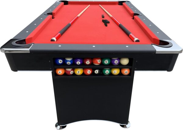 6 FT Pool Table. Includes Billiard Tables Accessories- 2 Pool Cues, Set of Pool Table Balls, Triangle, Pool Table Brush, Chalk, No Assembly, Portable - Image 9