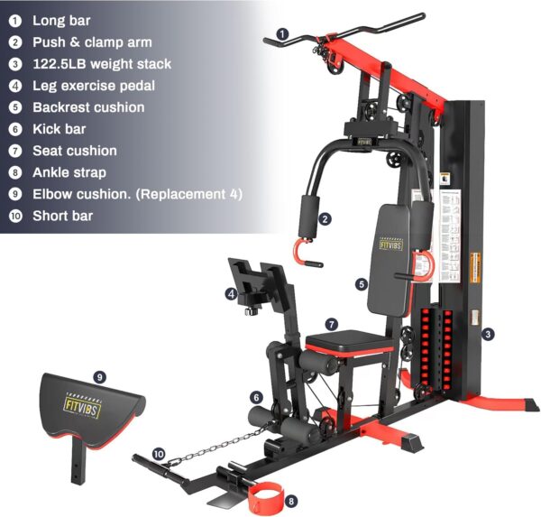 Home Gym, Multifunctional Workout Equipment with Leg Press, Exercise Equipment for Home with Pulley System, Home Gym Equipment for Full Body Strength Training - Image 3