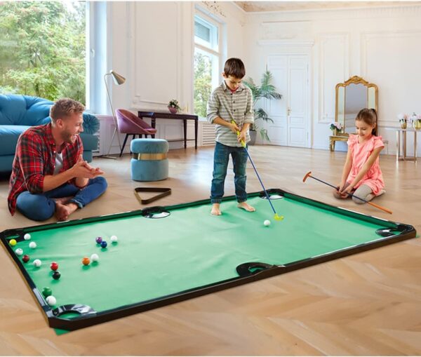 Golf Game -Combining Mini Pool Table & Golf - World’s Largest Putting Green Indoor，Putting Mat 108.2" L x 57.4" W，Golf Pool Indoor Family Game - Image 2