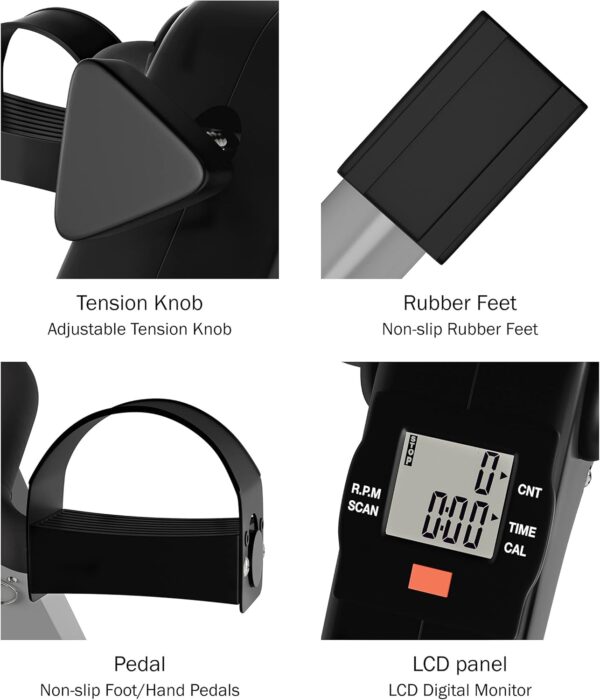 Under Desk Bike Pedal Exerciser with Calorie Tracker and Adjustable Resistance - Image 4