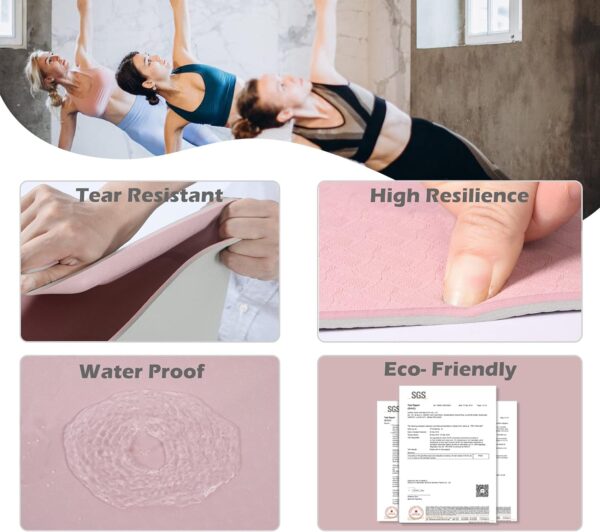 Yoga Mat Non Slip, Pilates Fitness Mats, Eco Friendly, Anti-Tear 1/4" Thick Yoga Mats for Women, Exercise Mats for Home Workout with Carrying Sling and Storage Bag - Image 4