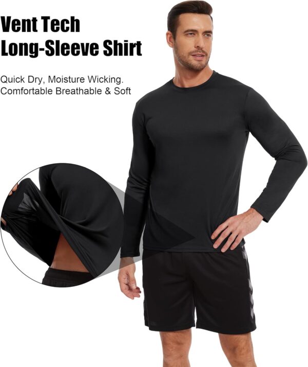 6/7 Pack Men Dry Fit Workout Long Sleeve Athletic Gym UPF SPF UV Sun Protection Quick Dry Lightweight Shirts - Image 5